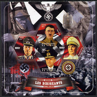 Chad 2014 Leaders in WW2 - Germany #3 - Hitler, Goring, Donitz & Keitel perf sheetlet containing four hexagonal shaped values unmounted mint