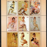 Chad 2014 Erotic Art by Fritz Willis perf sheetlet containing 9 values unmounted mint. Note this item is privately produced and is offered purely on its thematic appeal. .