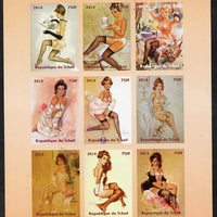 Chad 2014 Erotic Art by Fritz Willis imperf sheetlet containing 9 values unmounted mint. Note this item is privately produced and is offered purely on its thematic appeal. .