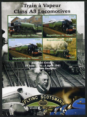 Chad 2014 Steam Trains - A3 Locomotives large perf sheetlet containing 4 values unmounted mint. Note this item is privately produced and is offered purely on its thematic appeal. .