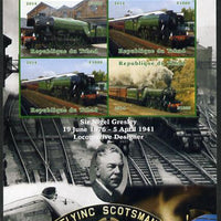 Chad 2014 Steam Trains - A3 Locomotives large imperf sheetlet containing 4 values unmounted mint. Note this item is privately produced and is offered purely on its thematic appeal. .