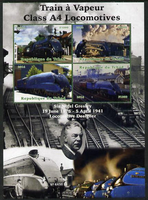 Chad 2014 Steam Trains - A4 Locomotives large perf sheetlet containing 4 values unmounted mint. Note this item is privately produced and is offered purely on its thematic appeal. .