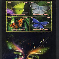 Chad 2014 Butterflies #1 large perf sheetlet containing 4 values unmounted mint. Note this item is privately produced and is offered purely on its thematic appeal. .