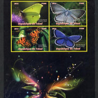Chad 2014 Butterflies #1 large imperf sheetlet containing 4 values unmounted mint. Note this item is privately produced and is offered purely on its thematic appeal. .