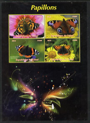 Chad 2014 Butterflies #2 large perf sheetlet containing 4 values unmounted mint. Note this item is privately produced and is offered purely on its thematic appeal. .