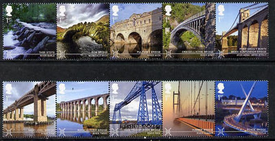 Great Britain 2015 Bridges set of 10 (2 se-tenant strips) unmounted mint