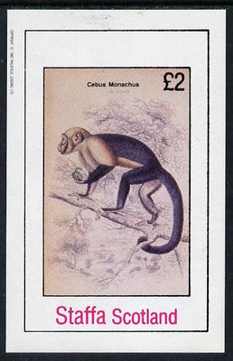 Staffa 1982 Primates (Cebus Monachus) imperf deluxe sheet (£2 value) unmounted mint